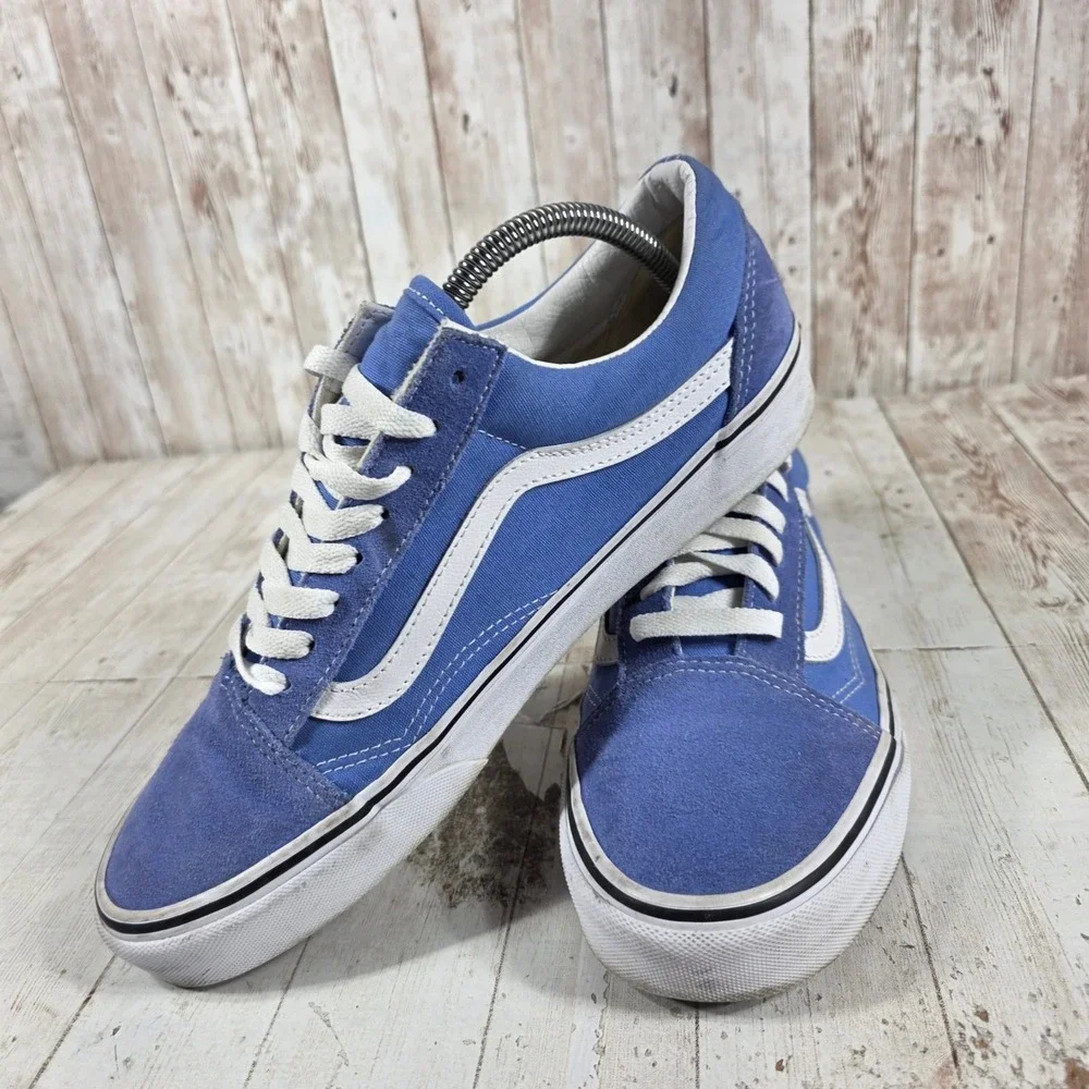 Vans Old Skool Blue White Canvas Suede Low Top Skate Shoes Mens 9 Womens 10.5